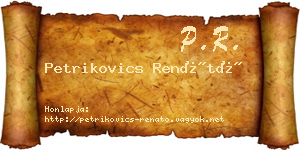 Petrikovics Renátó névjegykártya