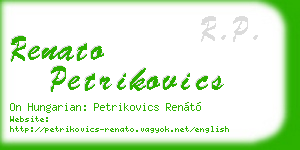 renato petrikovics business card